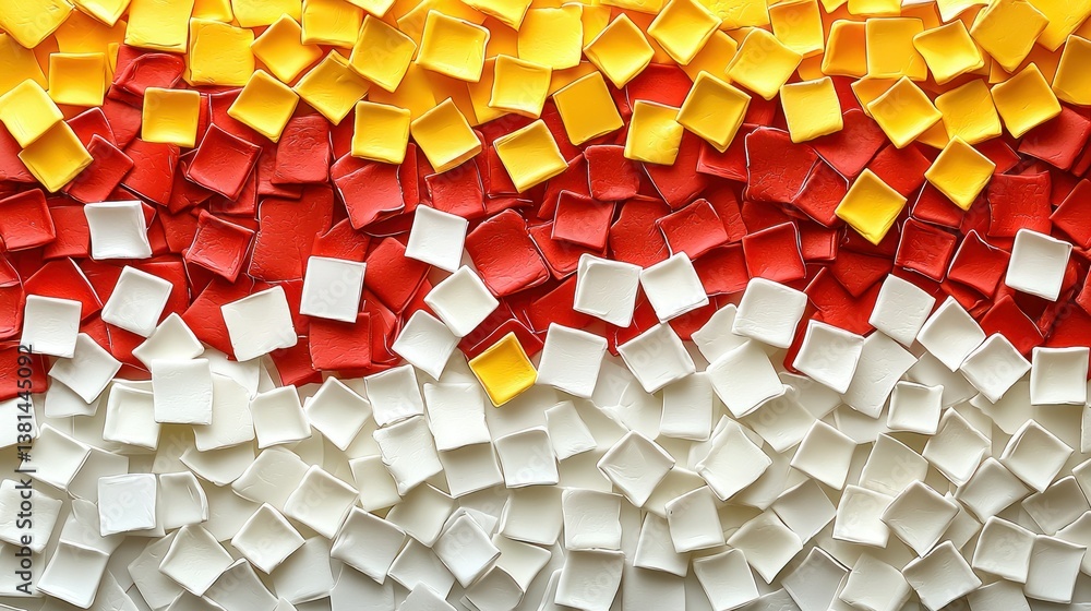 Poster abstract colorful square mosaic artwork: a vibrant and dynamic composition of layered squares in red