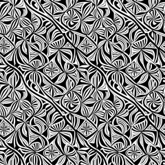 Fototapeta premium A black and white abstract pattern with swirls.