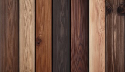 Wood plank color variations.  Detailed close-up view of multiple planks with different stained wood tones.  Various shades of brown and beige.  Natural wood grain patterns visible