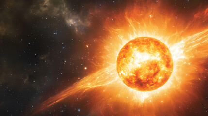 Obraz premium A dying star collapsing into a black hole, then exploding into a new galaxy. Dying Sun. Illustration