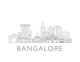 Bangalore, India, cityscape illustration skyline drawing