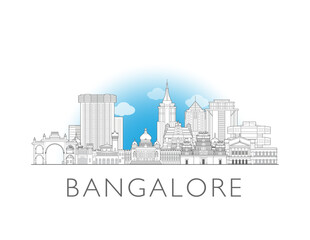 Bangalore, India, cityscape illustration skyline drawing