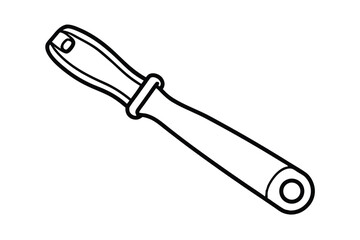 Line art drawing of a bottle opener with a classic shape.eps