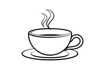Line art drawing of a coffee cup with steam rising from the top.eps