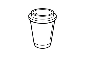Line art drawing of a paper coffee cup.eps