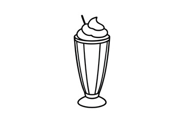 Line art drawing of a milkshake glass with whipped cream on top.eps