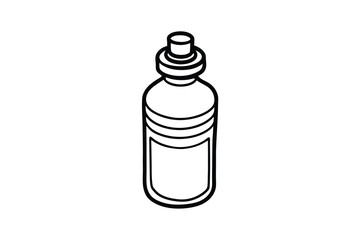 Line art drawing of a water bottle with a screw-on cap.eps