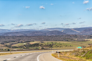 Wind turbines windmills on top of Appalachian mountains in West Virginia Canaan valley scenic...