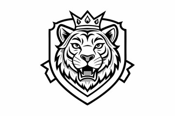 coloring page line art the king tiger logo black vector