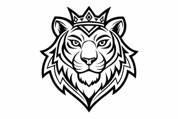 coloring page line art the king tiger logo black vector