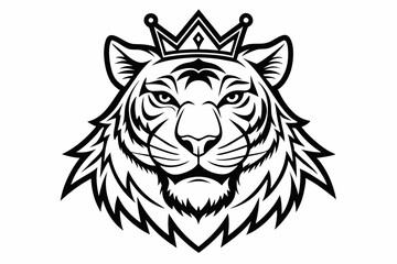 coloring page line art the king tiger logo black vector