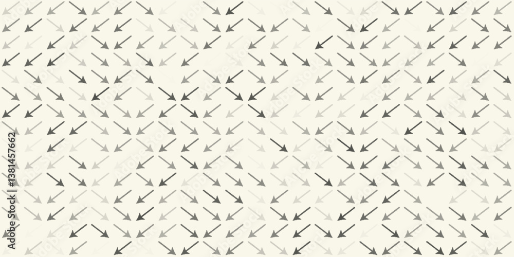 Poster horizontal halftone of black arrow spreading from center for pattern and background.