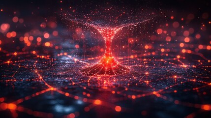 Abstract Red Nebula Vortex: Digital Art