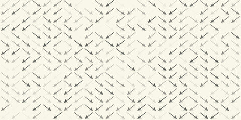 horizontal halftone of black arrow spreading from center for pattern and background.