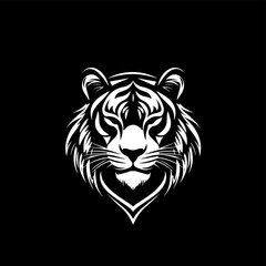 Tiger roaring logo sign emblem pictogram icon on white background vector illustration