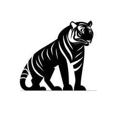 Tiger roaring logo sign emblem pictogram icon on white background vector illustration