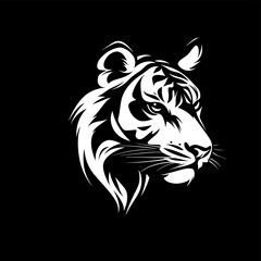 Tiger roaring logo sign emblem pictogram icon on white background vector illustration