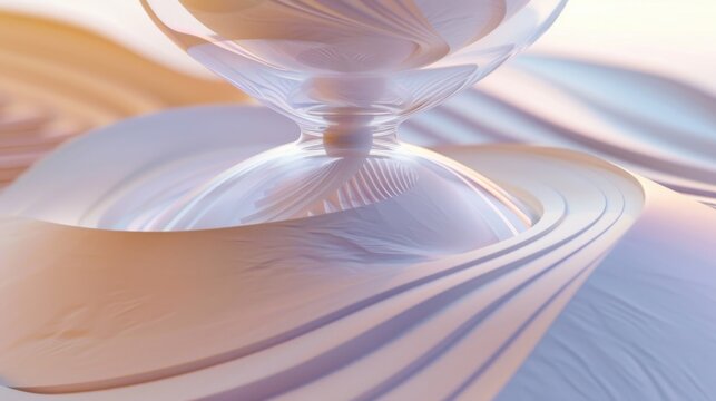 extreme closeup of sand in hourglass, dawn-inspired Nordic Pastel gradient, flowing contour elevations, microscopic focus, sacred vesica piscis patterns, pure minimalist simplicity