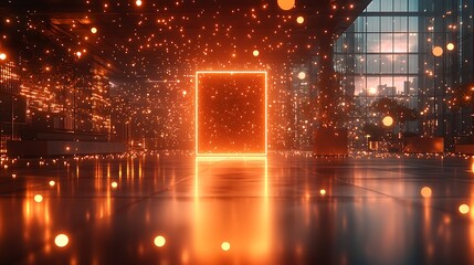 Obraz premium Glowing Orange Portal Futuristic Abstract Background