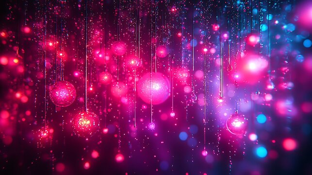 Glowing Pink Blue Orbs Abstract Background