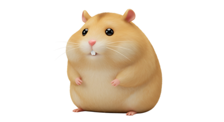 Cute Golden Hamster Standing Upright with White Background Studio Shot