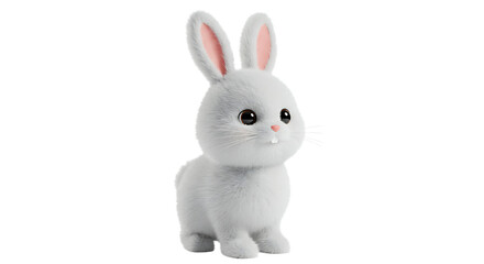 Obraz premium Adorable Fluffy Bunny Standing on White Background Perfect for Easter Designs