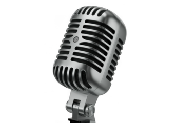 Classic style microphone on transparent background