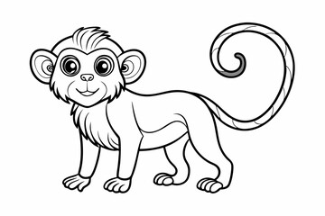 coloring page line art the monkey black vector