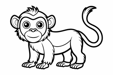 coloring page line art the monkey black vector
