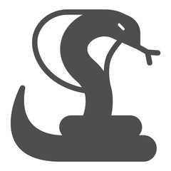 Cobra snake solid icon, desert animals concept. Vector graphics. Desert poisonous snake, wild life sign on white background, glyph style icon for mobile or web design.