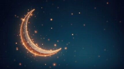Naklejka premium Magical glowing crescent moon against night sky