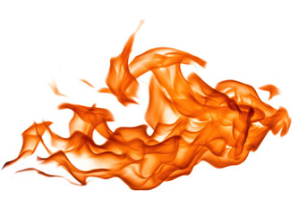 A vibrant orange flame on transparent background