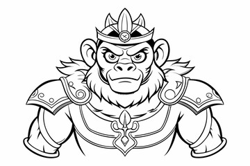 coloring page line art the monking king black vector