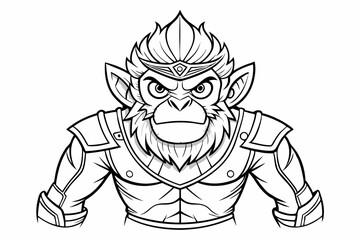 coloring page line art the monking king black vector