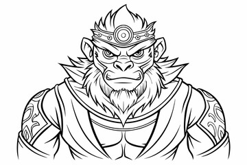 coloring page line art the monking king black vector