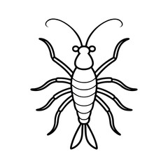 Unique Mantis Shrimp Black Vector outline

