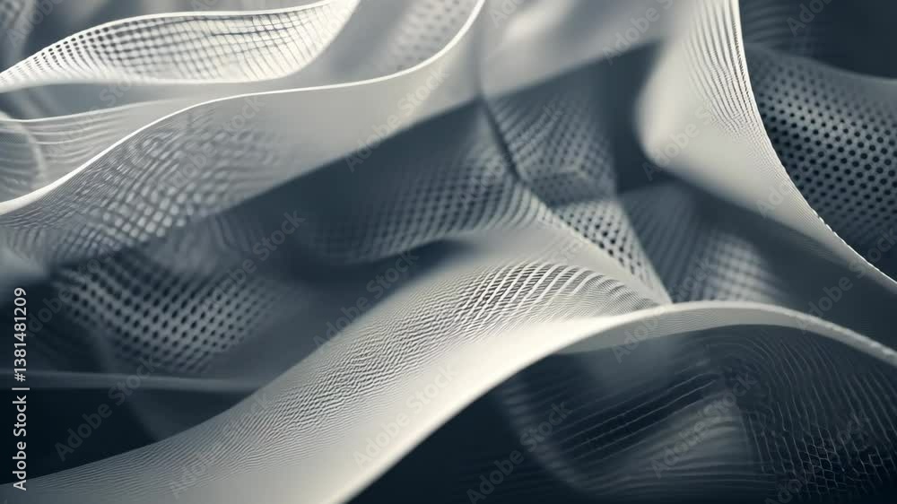 Poster monochromatic abstract design with intricate patterns, varying shades of a single color, and a minim