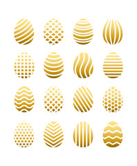 Easter geometric eggs collection. Egg silhouettes for cutting or sublimation. Vector gradient illustrations. Decorative holiday symbols. Isolated on white background. Geometric patterns.