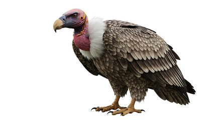 Obraz premium Griffon Vulture Standing Profile with Detailed Plumage and Feathers on White