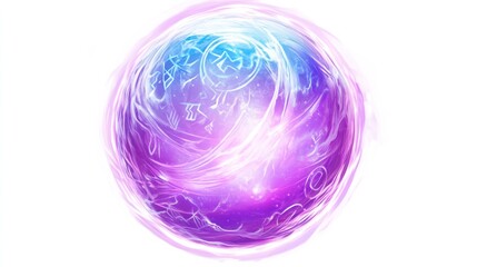 Fototapeta premium Ethereal Energy Sphere with Mystic Symbols and Swirling Colors for Fantasy and Magic Themes