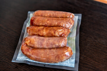 Montenegro local vacuum packed red meat pork sausages known as kobasica slanina