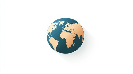 Fototapeta premium Global Icon Earth Globe with Continents in Minimalist Design for Environmental and Internation