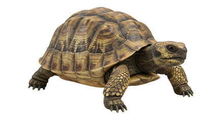Obraz premium Sulcata Tortoise Walking on White Background Wildlife Animal Photography