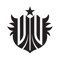 Obraz premium Golden winged shield heraldic emblem design of France