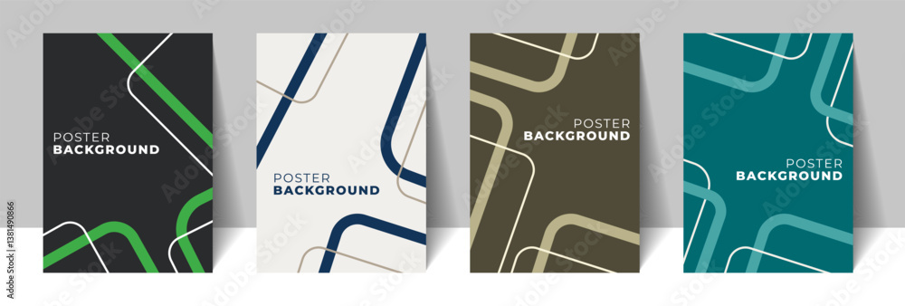Canvas Prints set of four modern poster cover background templates. clean angular lines incorporating with differe