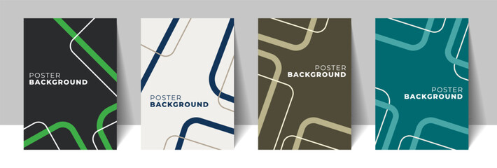 Set of four modern poster cover background templates. Clean angular lines incorporating with different color schemes. Suitable for cover, poster, social media, flyer, card.