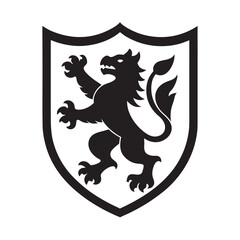 Heraldic lion and griffin silhouette design, medieval symbol