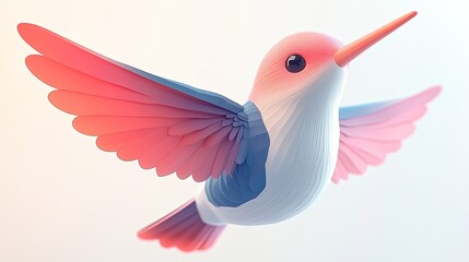 Beautiful 3D illustration of a hummingbird in white background