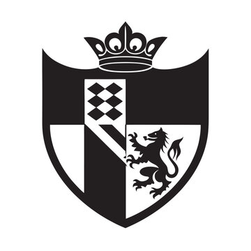 Vector coat of arms emblem with shield, crown, and patriotic star design, national symbol of Monaco