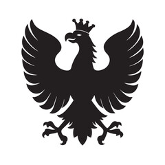 Black vector silhouette of a wild eagle with spread wings, a tribal symbol